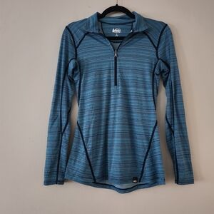 REI Women's Teal Striped Athletic Long Sleeve Sweatshirt Size Small